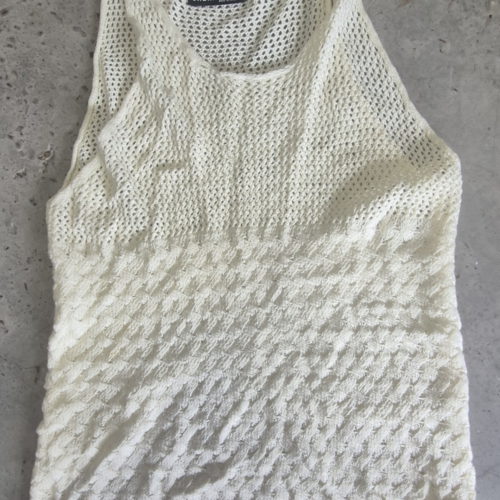 SHEIN Cream Textured Knit Tank Top